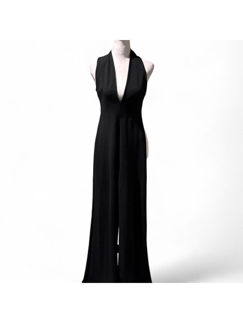 Black deep V Jumpsuit w/Low Back #glam #jumpsuit